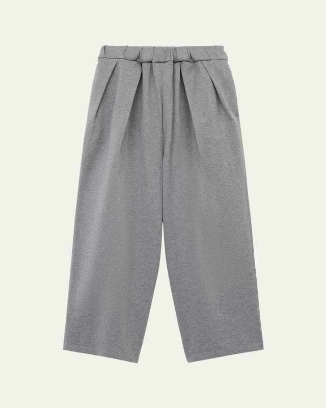 Drawstring Wide-Leg Pleated Sweatpants